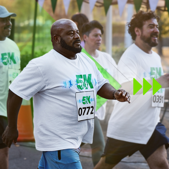 Man walking in a competitive race.